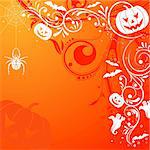 Halloween background with bat, pumpkin, element for design, vector illustration