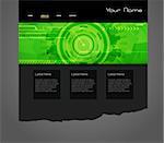 Website template with green technology illustration.