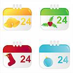 set of christmas calendar icons