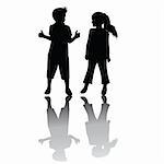 Two children silhouettes