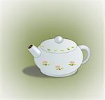 A teapot with flower decoration.