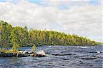 The strong wind has made waves on northern lake