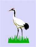 vector drawing of the crane on turn blue background