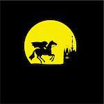 vector silhouette of the rider without head on yellow background
