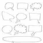 Vector - Various types of white word bubbles for text insertion, all hand drawn