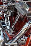 Detail take of a powerful v-twin motorbike engine