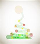 Christmas tree with ornaments, xmas card. Vector illustration