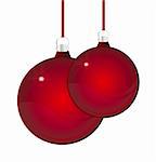 nice illustration - two glossy red christmas ball isolated over white background