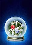 Vertical background - Christmas ornaments in magic crystal