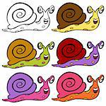 An image of cute cartoon snails.
