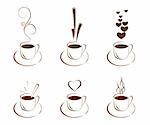 A set of cups with hot coffee. Vector illustration. Vector art in Adobe illustrator EPS format, compressed in a zip file. The different graphics are all on separate layers so they can easily be moved or edited individually. The document can be scaled to any size without loss of quality.