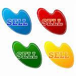 illustration of set of colorful icons for sell on an isolated background