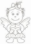 The girl-angel with wings, holds in hands heart, symbol a love and friendship, contours