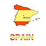 Spain map in the form of the Spanish flag on a white background. Vector