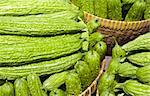 Bitter gourd (bitter melon); a l long green bitter vegetable