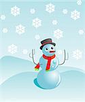 A winter snowman, vector illustration