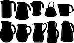 collection of carafe silhouette - vector