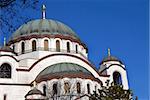 Sveti Sava cathedral architecture details over blue sky