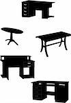 tables collection silhouettes - vector