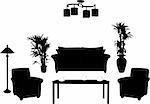 living room design silhouette - vector