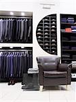 Luxury men's clothes and accessories in modern shop