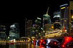Singapore Skyline from Marina Bay  Esplanade at Night