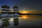 Sunset at Singapore Chinese Garden Twin Pagodas