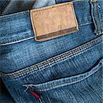 Back of blue jeans with leather label