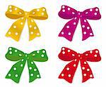 A set of colorful bows. Vector illustration. Vector art in Adobe illustrator EPS format, compressed in a zip file. The different graphics are all on separate layers so they can easily be moved or edited individually. The document can be scaled to any size without loss of quality.