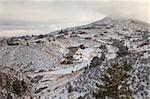 mountain homes in northern Colorado near Fort Collins, cloudy and hazy winter day