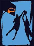 vector silhouette of two basketball players