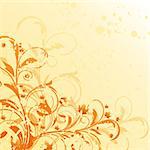 Autumn floral grunge background with maple. Vector