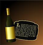 Illustration the elite wine bottle with white gold label for design invitation card - vector