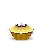 Illustration the cute cupcake isolated on white background - vector