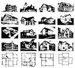 Project of a house with plan. Thickness of the lines is editable