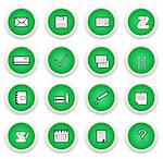 Green sticker with icon 16. Vector