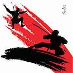 vector illustration of ninjas