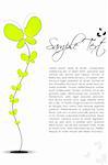 illustration of abstract floral text template with plant of butterfly