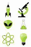 illustration of set of scientific icon on isolated background