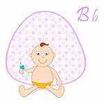 illustration of b for baby sitting on abstract vector background