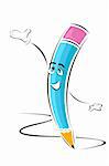 illustration of happy pencil on isolated background