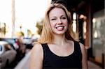 A street portrait of a beautiful business woman