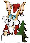 Christmas Rabbit 2010 - colored cartoon illustration, vector