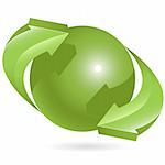 Abstract illustration green round arrows around ball