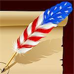 Feather pen in the colors of American flag