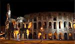 The Colosseum at night in Rome, Italy