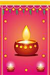 illustration of diwali card with diyas