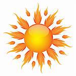 illustration of burning sun on isolated background