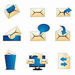 illustraion of set of mailing icons on isolated background