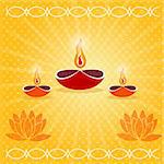 illustration of diwali card decorated with diya